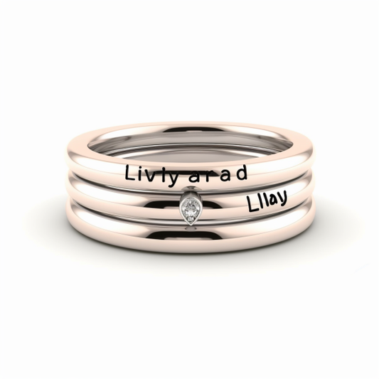 Love You Pear Personalized Ring Stack