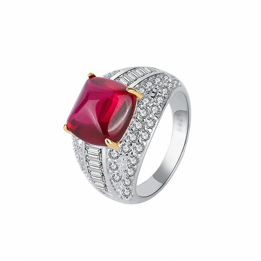 Emerald/Ruby Sugar Loaf Cut Ring, Engagement Ring, Emerald Ring, Gift for Her In 925 Sterling Silver