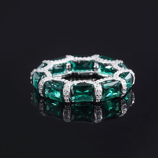 Emerald Baguette Cut Ring,Snack-shaped Ring, Unique Engagement Ring Vintage Style In 925 Sterling Silver