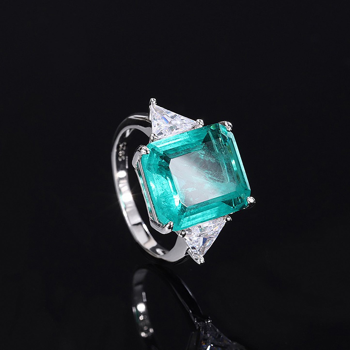 Emerald Princess Cut Ring, Engagement Ring, Emerald Ring, Vintage Ring In 925 Sterling Silver