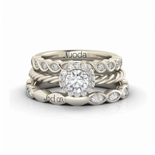 Perfect Round Personalized Engagement Ring Stack