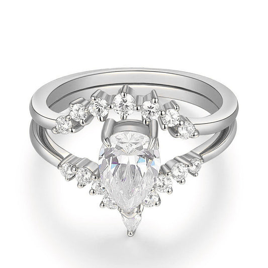 Unique Design 1.5 Carat Pear Cut Moissanite Bridal Set In 925 Sterling silver.