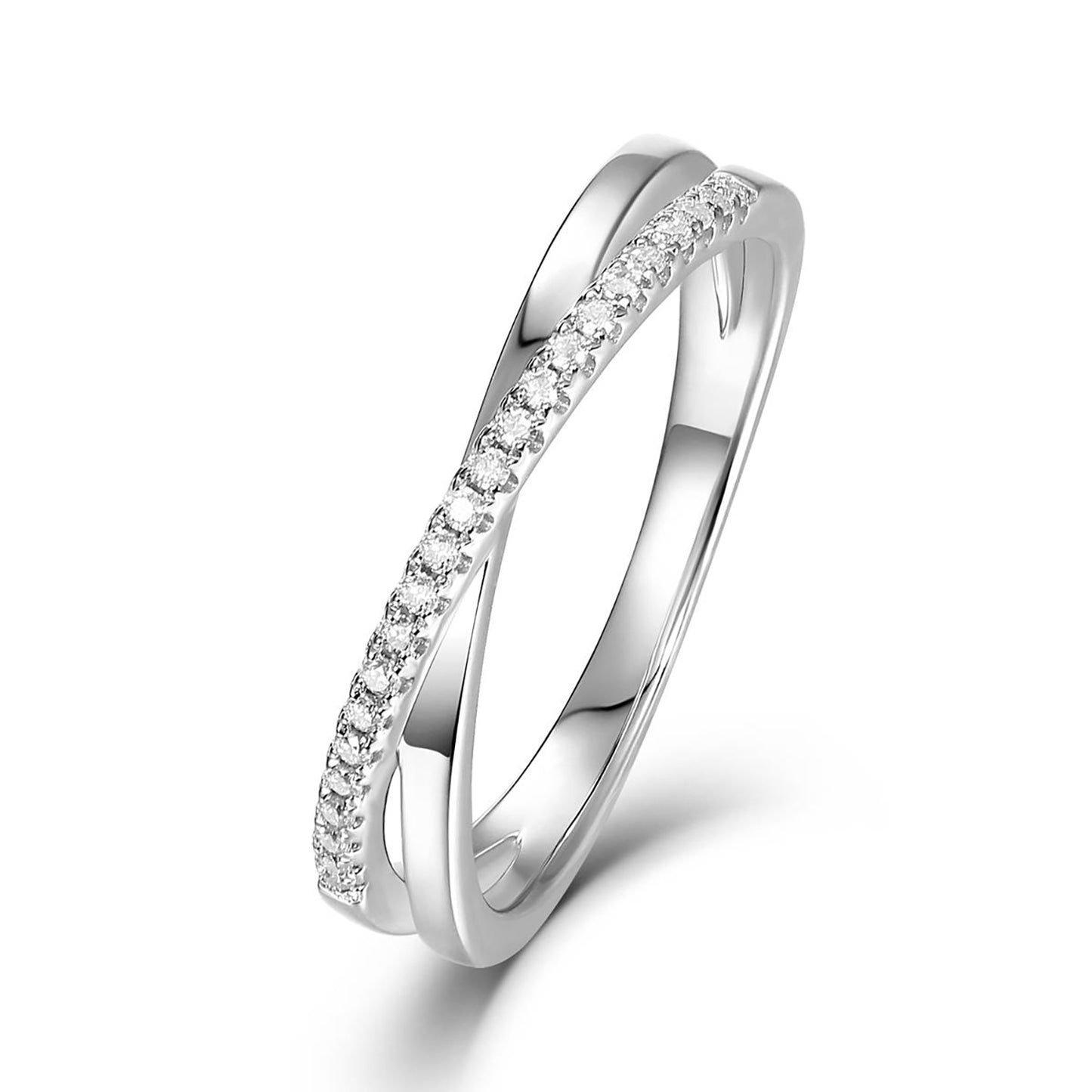 X-shaped Wedding Band Row of Ring In 925 Sterling Silver