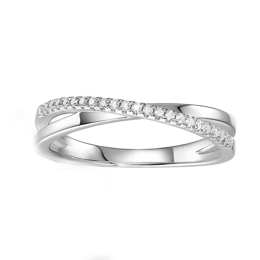 X-shaped Wedding Band Row of Ring In 925 Sterling Silver