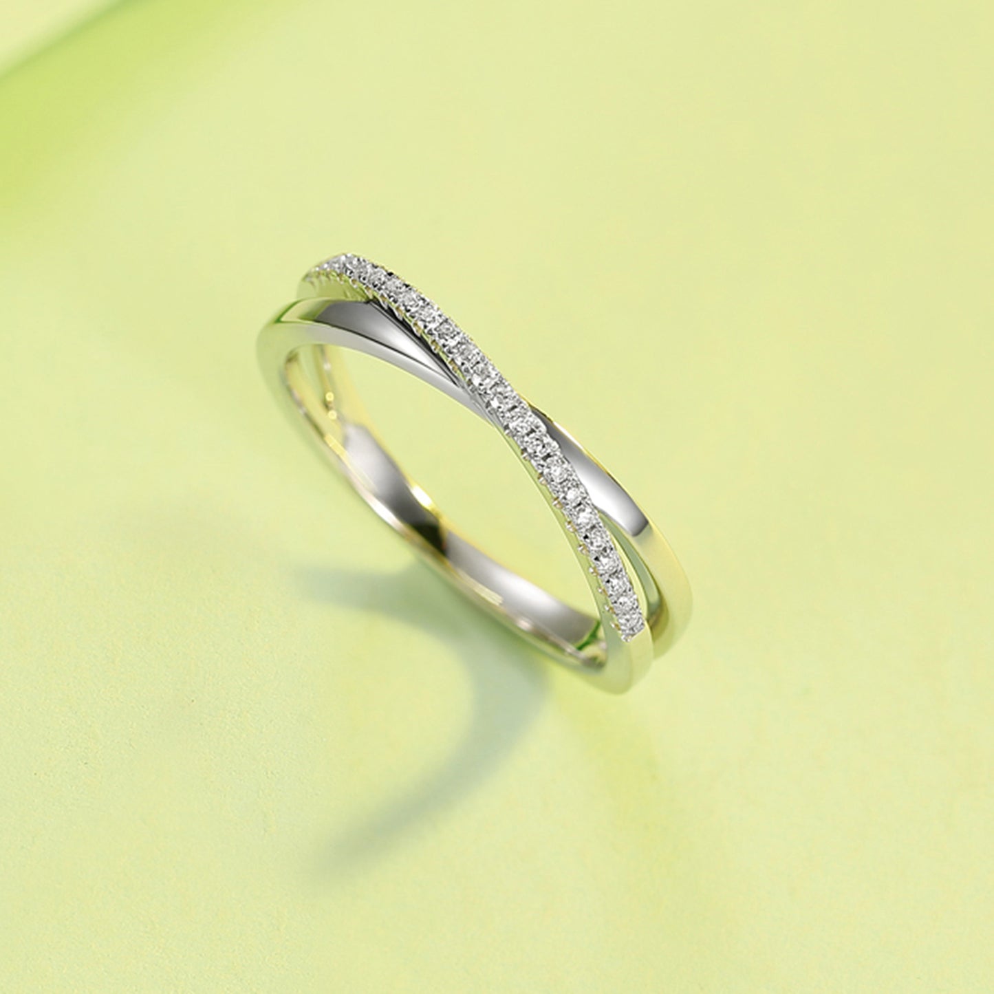 X-shaped Wedding Band Row of Ring In 925 Sterling Silver