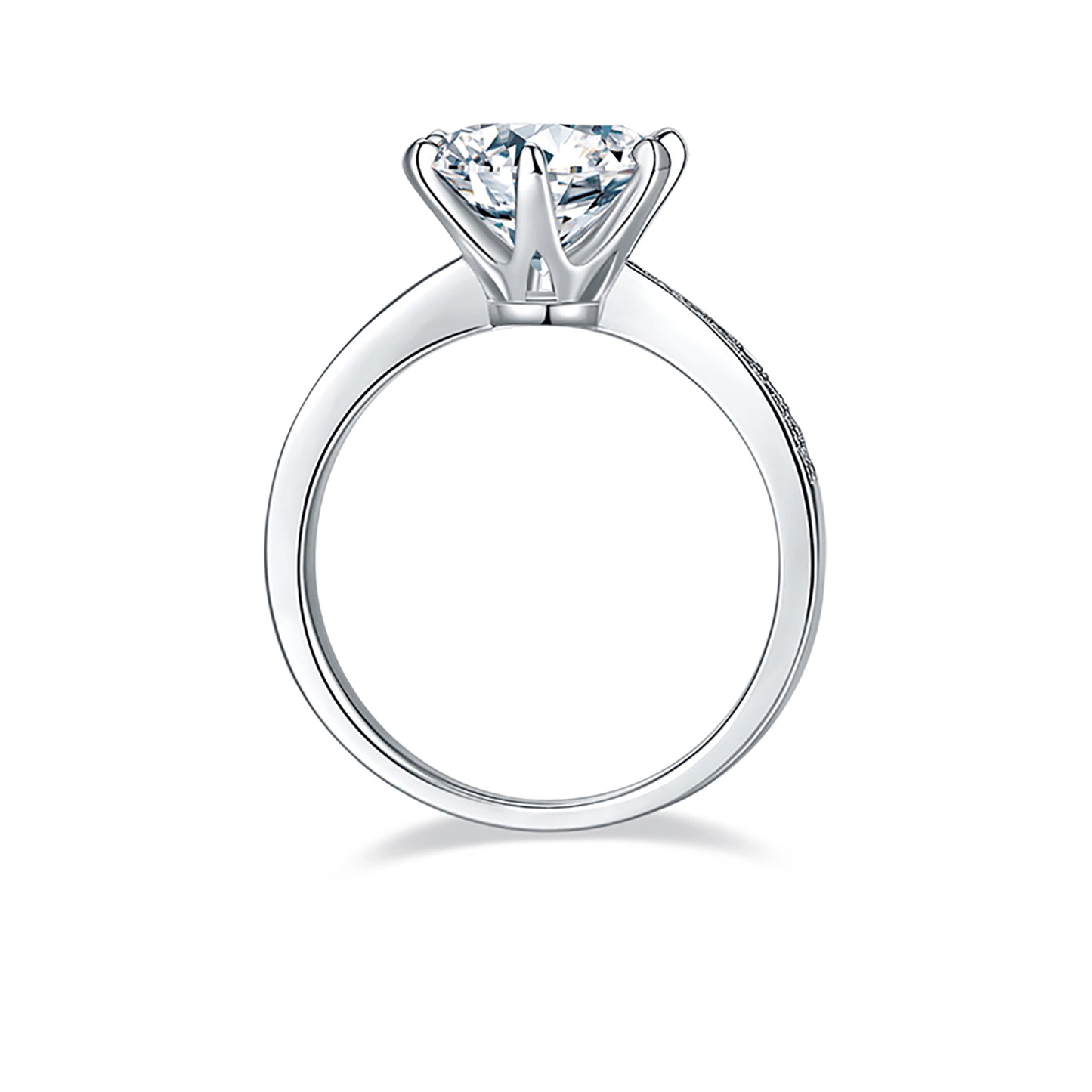 3 Carat Round Cut Moissanite Engagement Ring, tapered Simulated Diamond band Ring In 925 Sterling Silver