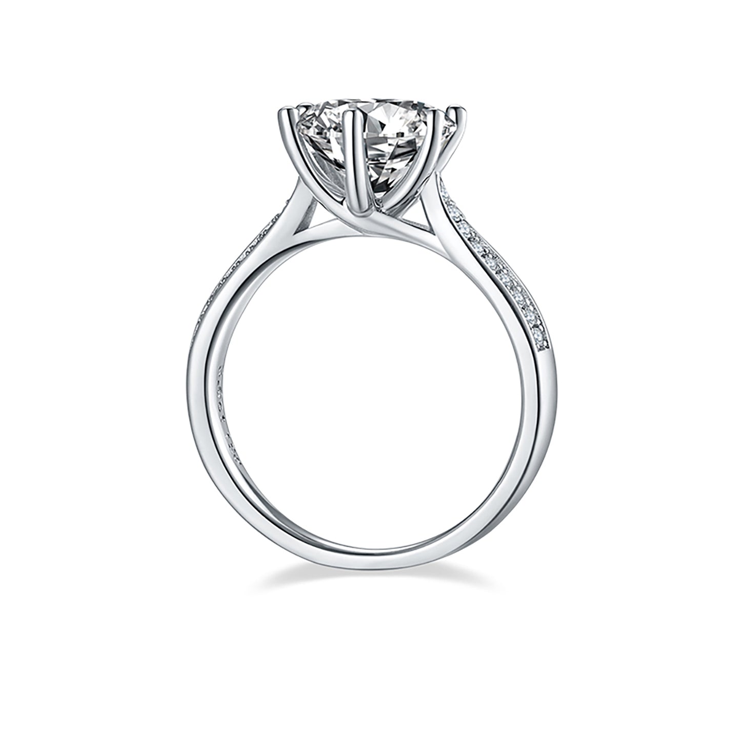 3 Carat Round Cut Moissanite Engagement Ring,Double Row Simulated Diamond Band Ring In 925 Sterling Silver