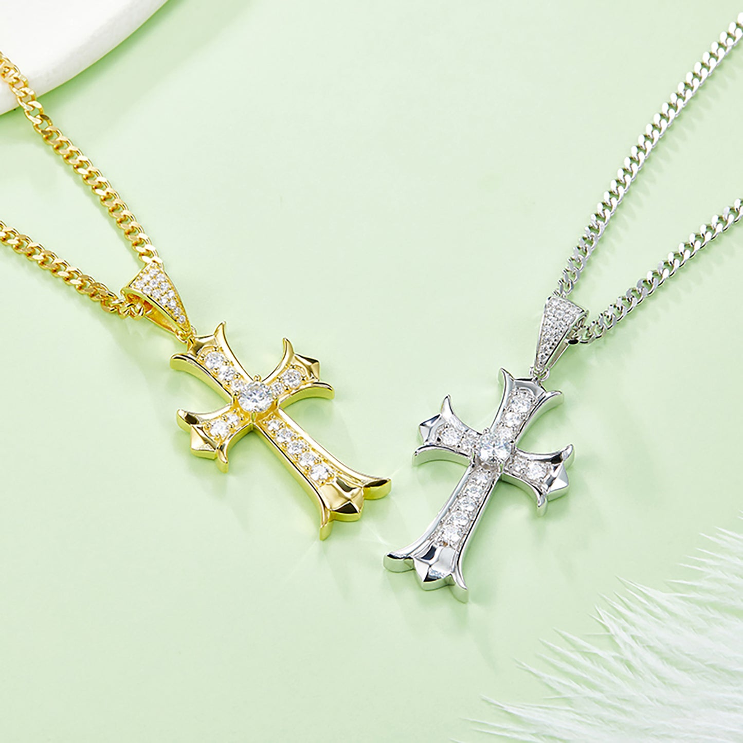 Cross Pendant with Chain Necklace Jewelry Pendant In 925 Sterling Silver