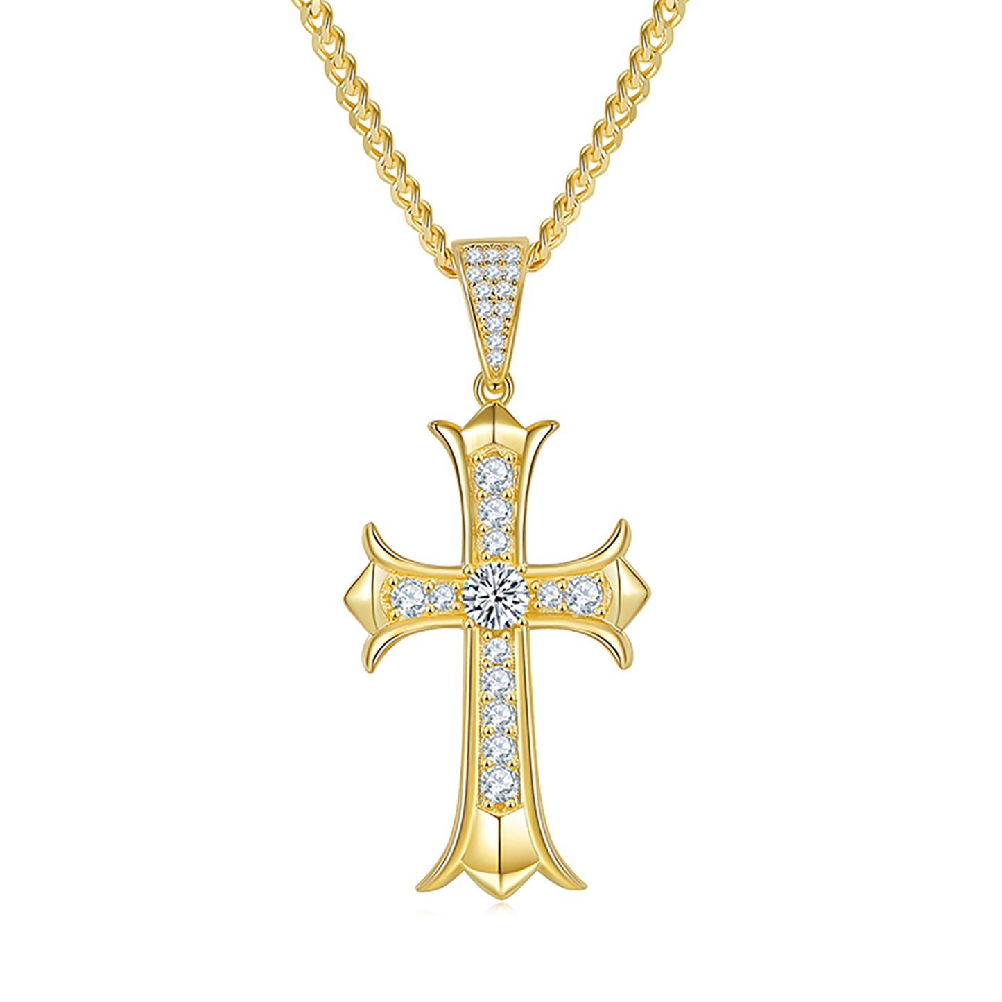 Cross Pendant with Chain Necklace Jewelry Pendant In 925 Sterling Silver