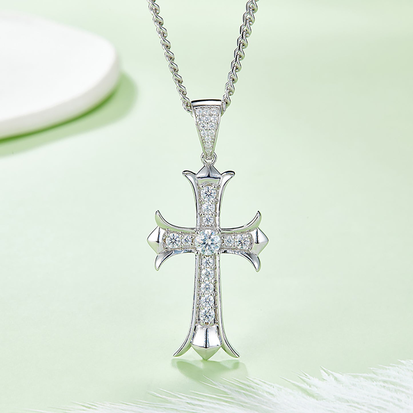 Cross Pendant with Chain Necklace Jewelry Pendant In 925 Sterling Silver