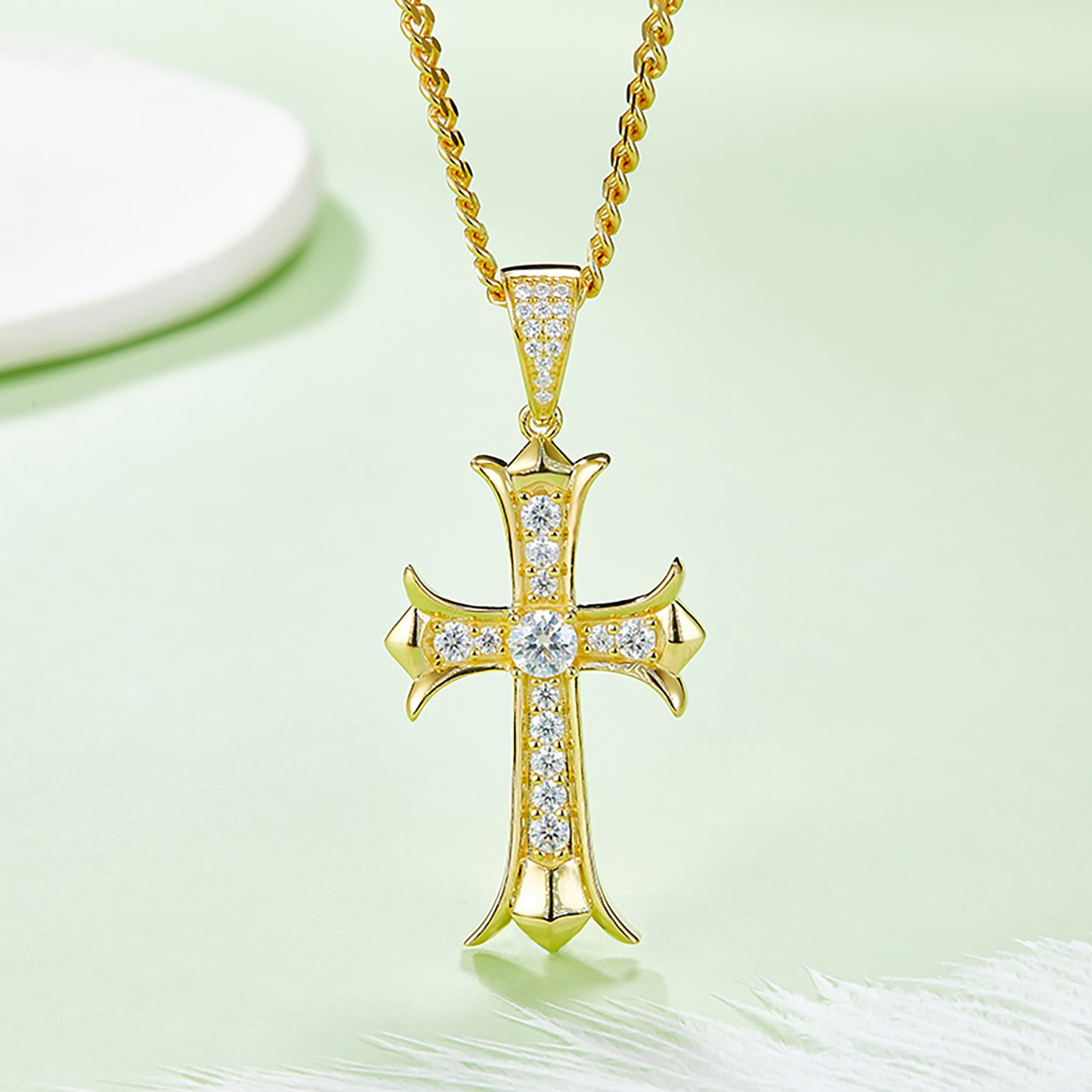 Cross Pendant with Chain Necklace Jewelry Pendant In 925 Sterling Silver