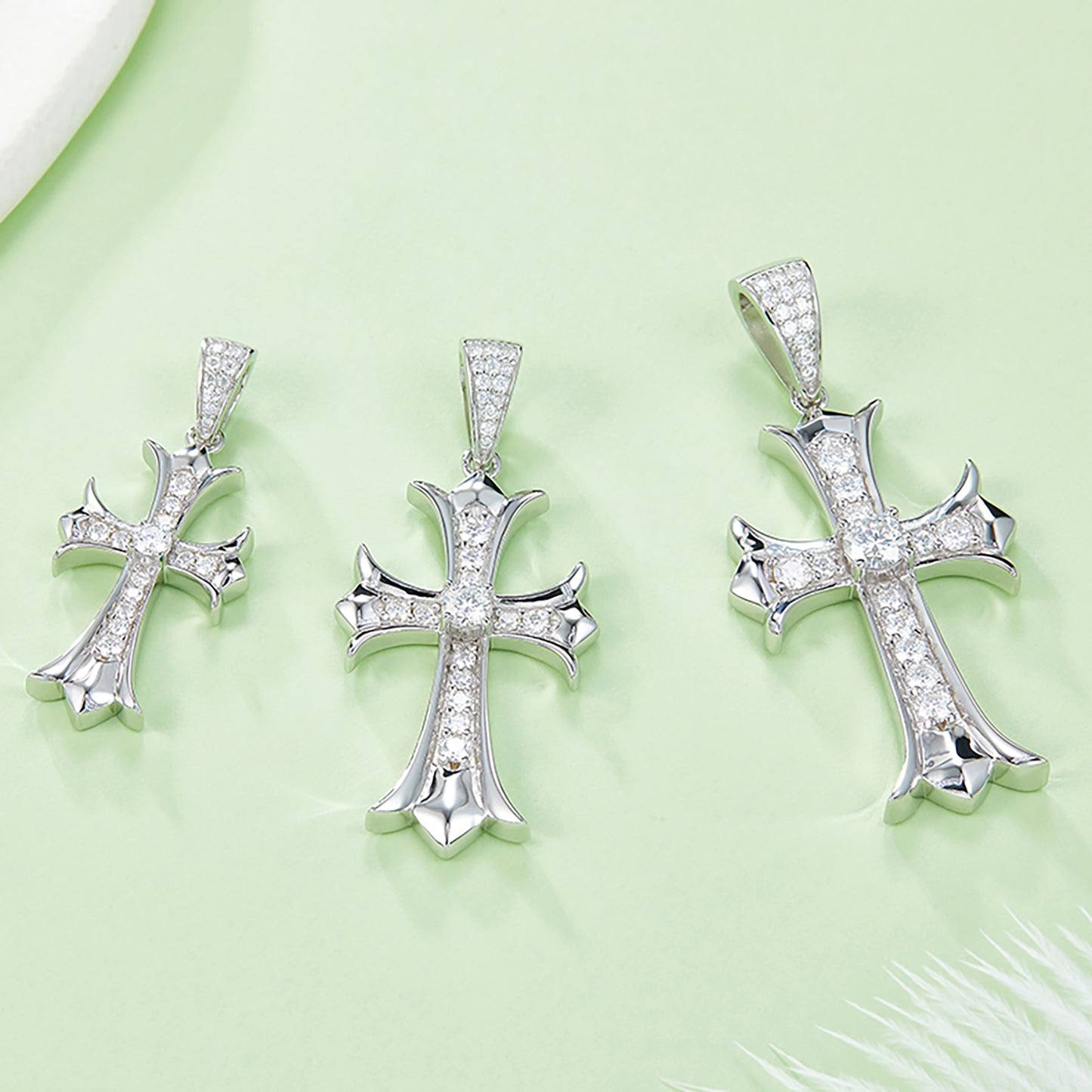 Cross Pendant with Chain Necklace Jewelry Pendant In 925 Sterling Silver