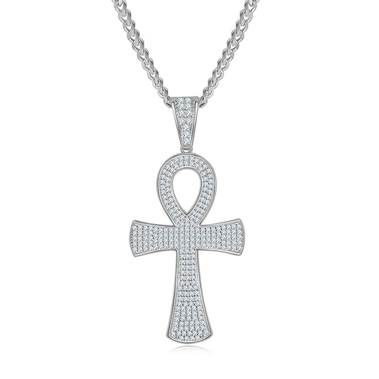 Luxurious Embellished Cross Necklace, Dainty Cross Necklace, Gift for Her In 925 Sterling Silver