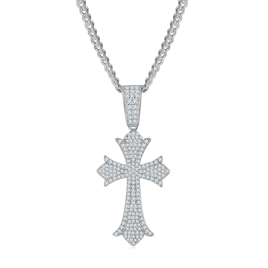 Luxurious Cross Pendant with Chain Necklace Jewelry Pendant In 925 Sterling Silver