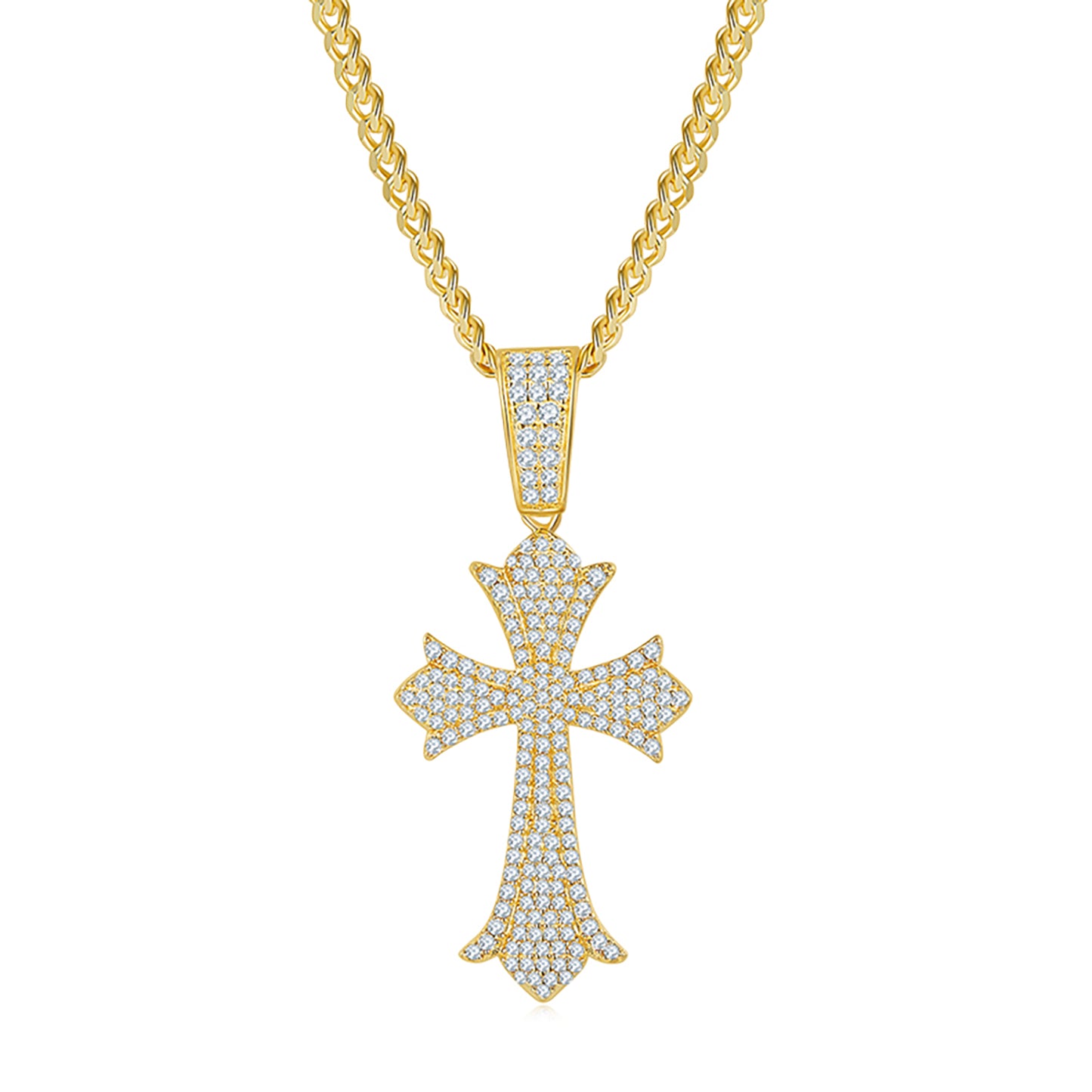 Luxurious Cross Pendant with Chain Necklace Jewelry Pendant In 925 Sterling Silver