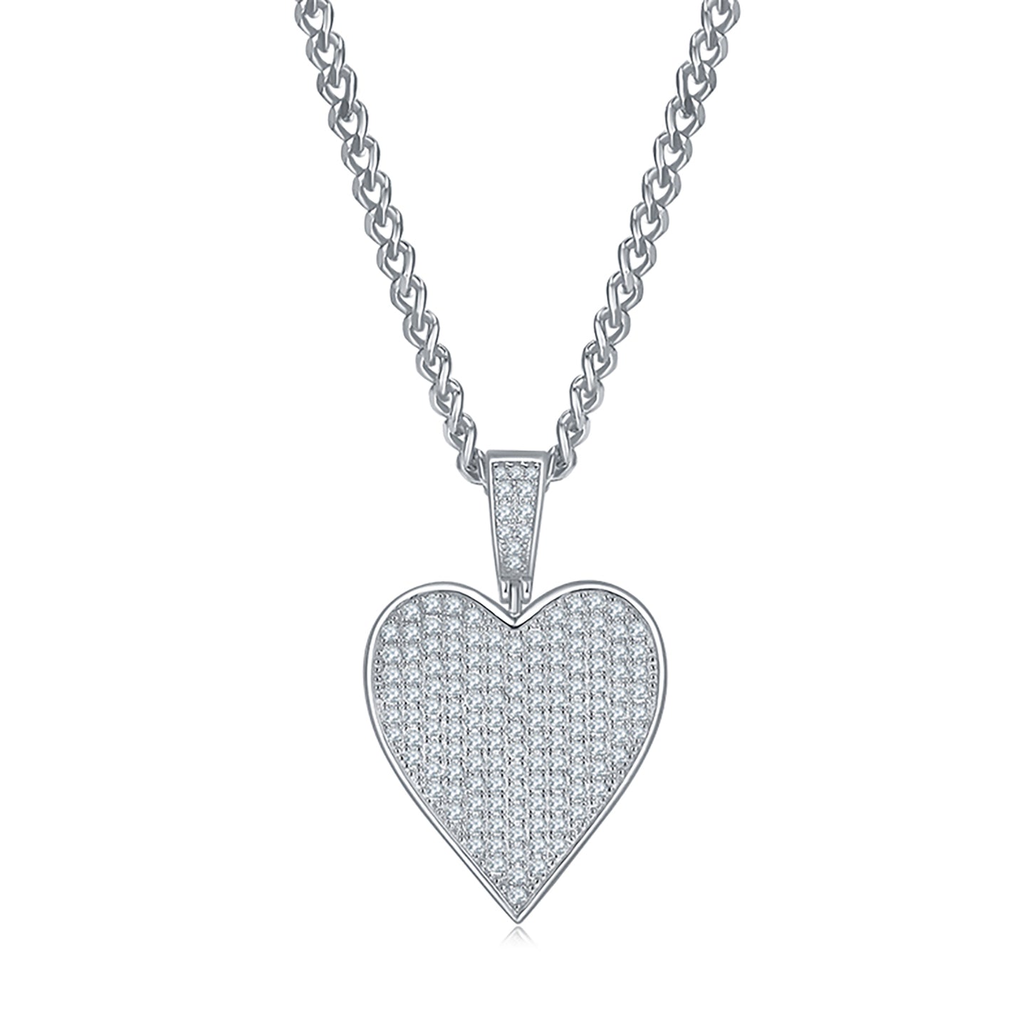 Heart Hip Hop Chain Necklace, Dainty Necklace, Gift for Her In 925 Sterling Silver