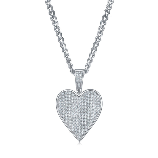 Heart Hip Hop Chain Necklace, Dainty Necklace, Gift for Her In 925 Sterling Silver