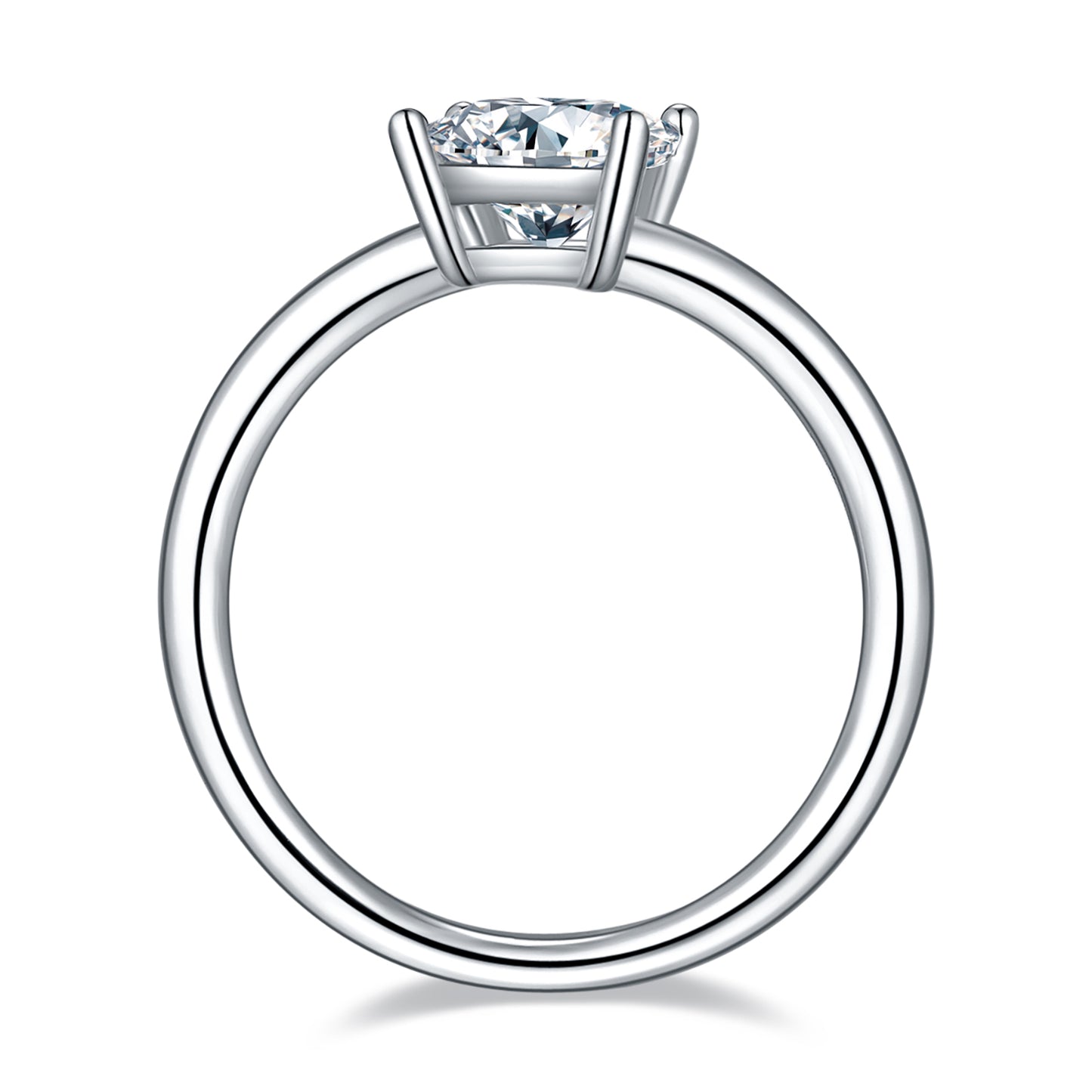 1 Carat Princess Cut Moissanite Solitaire Ring, Anniversary Ring, Plain Band Ring In 925 Sterling Silver