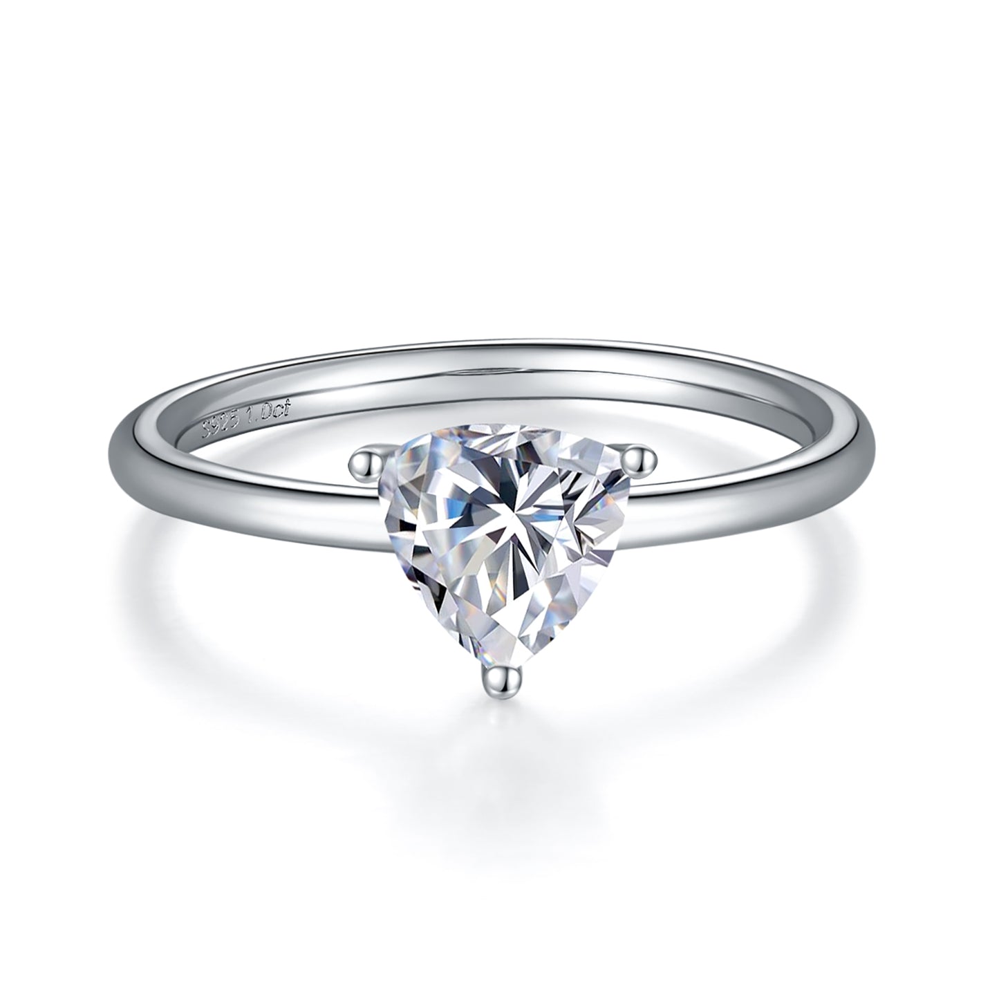 1 Carat Trillion Cut Moissanite Solitaire Ring, Promise Wedding Ring, Plain Band Ring In 925 Sterling Silver