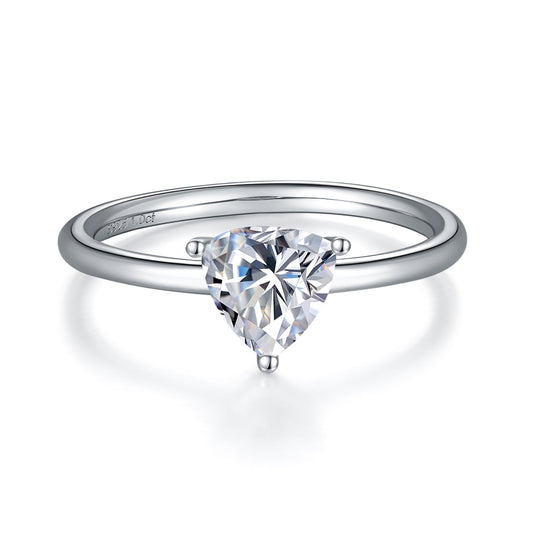 1 Carat Trillion Cut Moissanite Solitaire Ring, Promise Wedding Ring, Plain Band Ring In 925 Sterling Silver