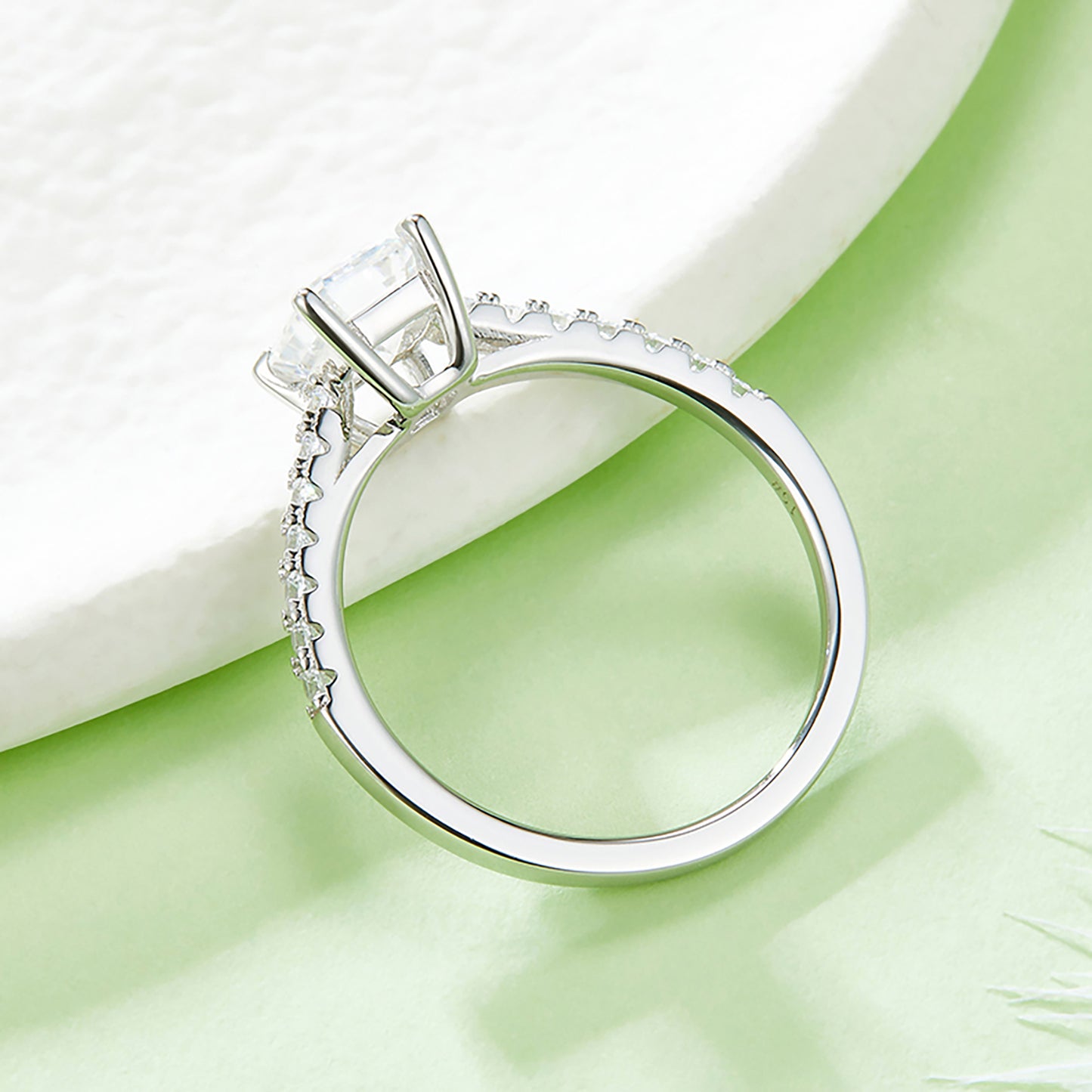 Baguette Cut 1CT Moissaite Engagement Ring, Half Eternity Promise Ring,Retro Women's Ring In 925 Sterling Silver