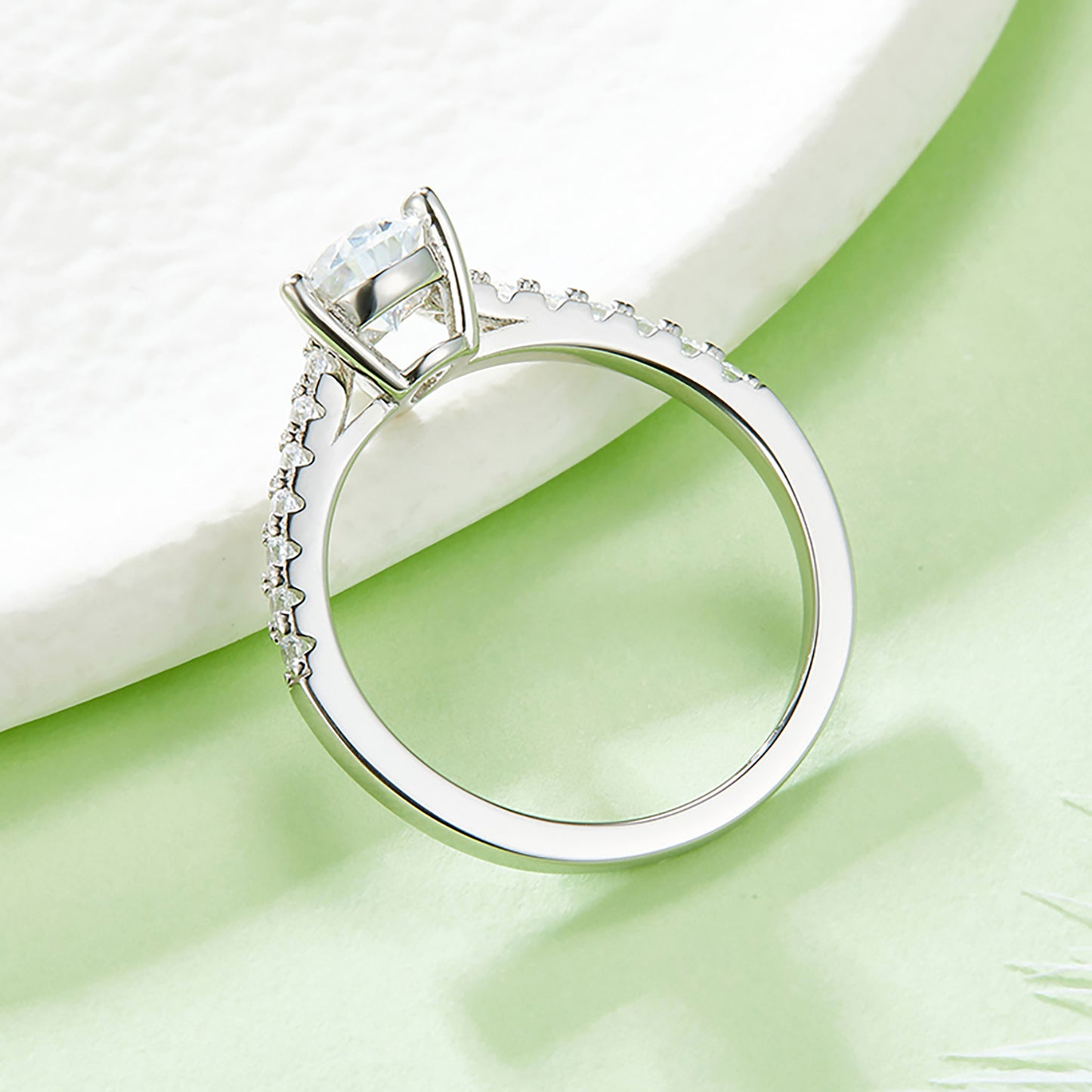 Pear Cut 1CT Moissaite Engagement Ring, Half Eternity Promise Ring, Anniversary Ring In 925 Sterling Silver