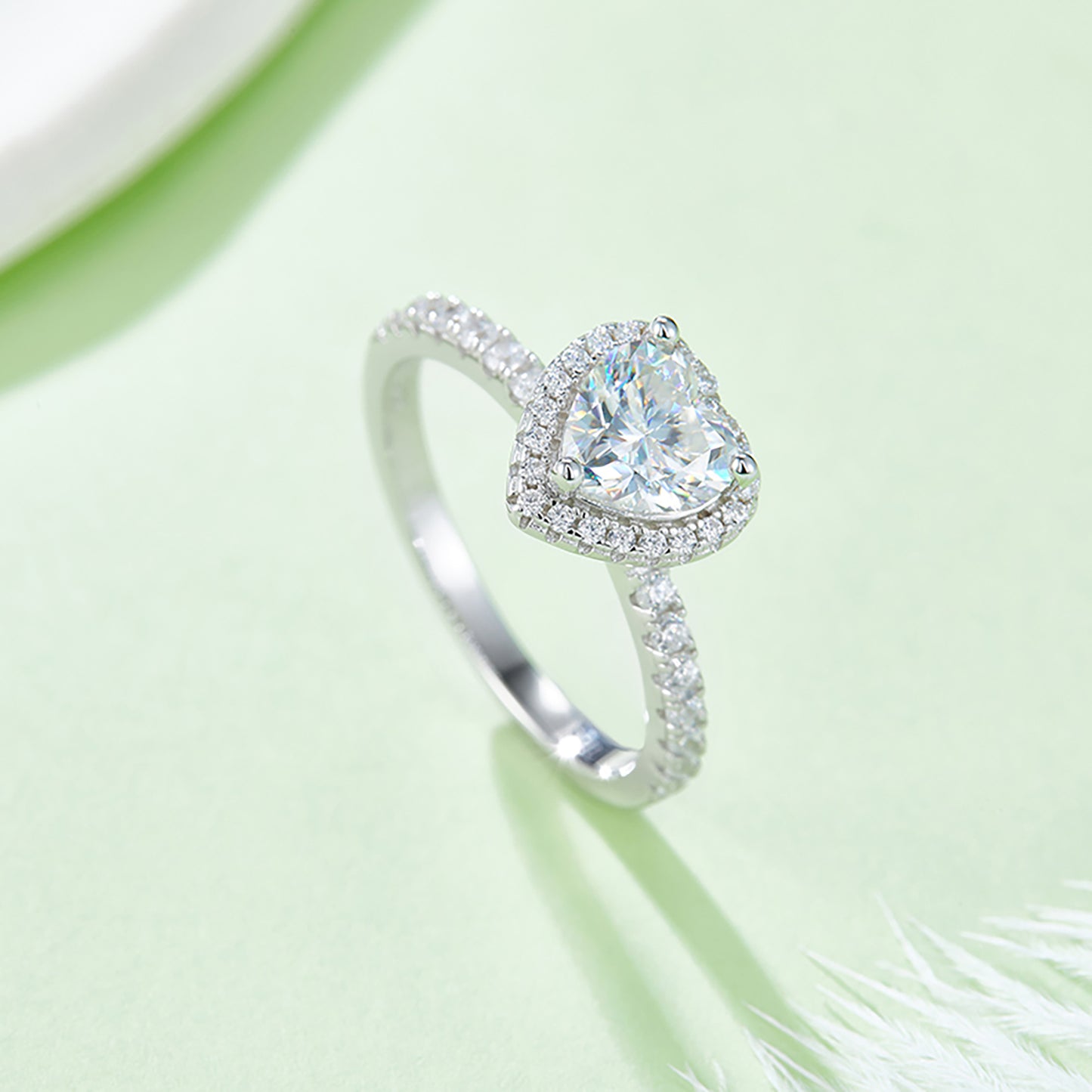 1ct Heart Cut Halo Moissanite Engagement Ring Simulated Diamond Ring Band, Propose Ring In 925 Silver Ring