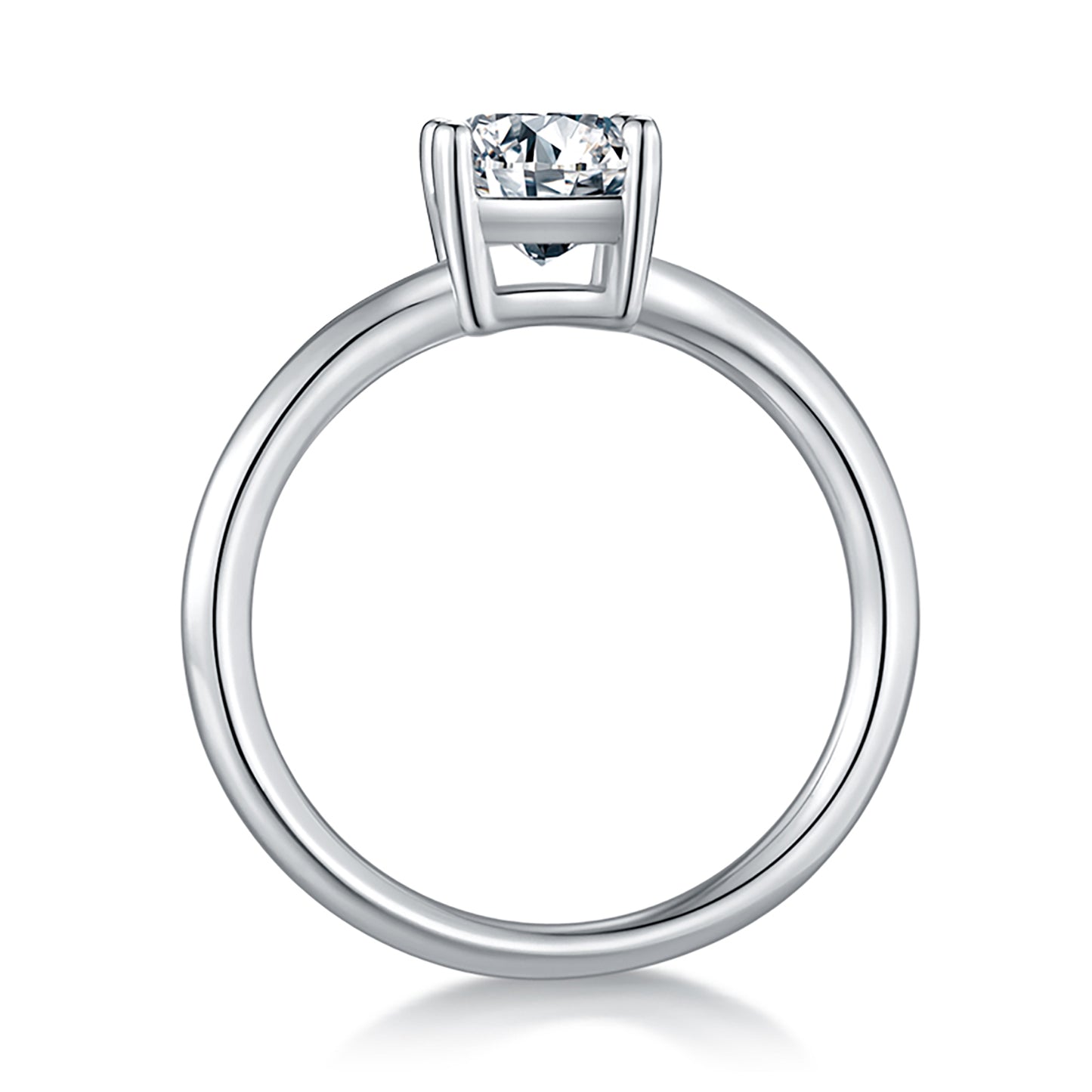 2 Carat Baguette Cut Moissanite Solitaire Ring, Art Deco Ring, Plain Band Ring In 925 Sterling Silver