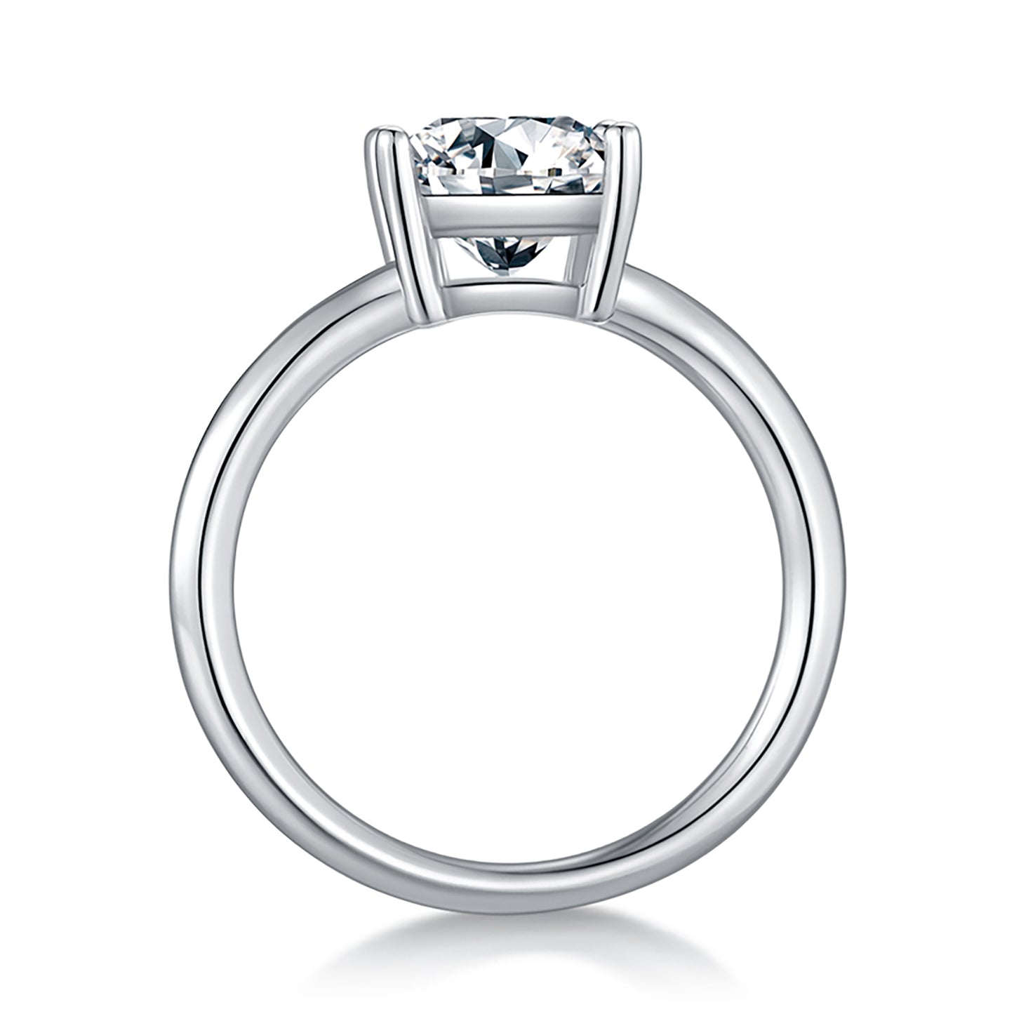 2 Carat Princess Cut Moissanite Solitaire Ring, Art Deco Promise Ring, Plain Band Ring In 925 Sterling Silver