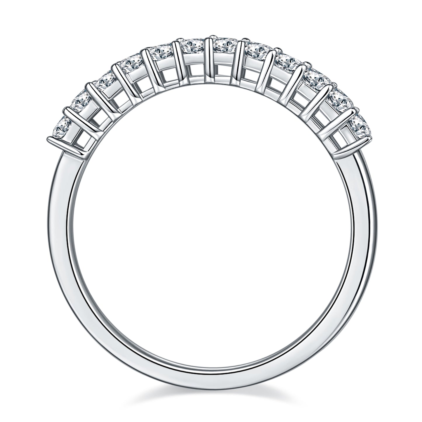 Princess Cut Half Full Eternity Wedding Ring, Retro Women's Ring, Row of Ring In 925 Sterling Silver