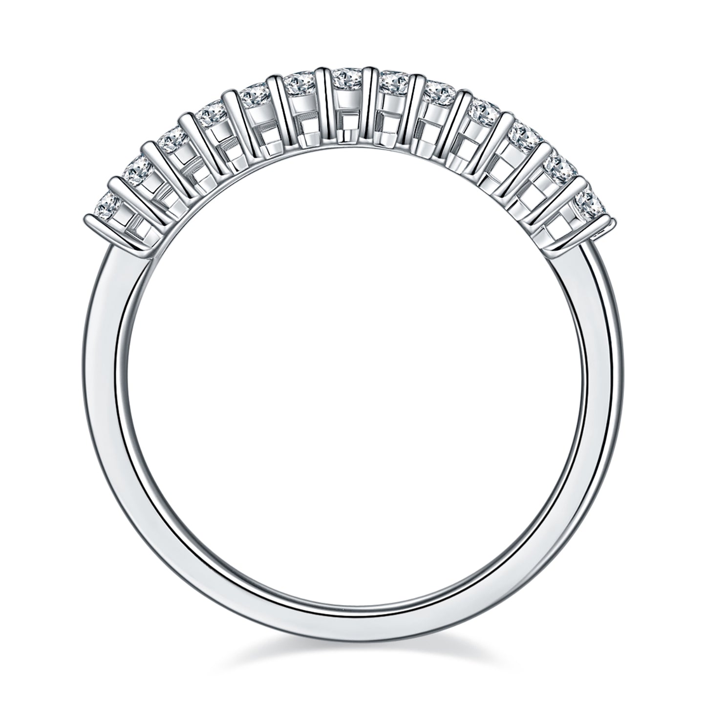 Baguette Cut Half Full Eternity Wedding Ring, Classic Minimalist Ring, Row of Ring In 925 Sterling Silver