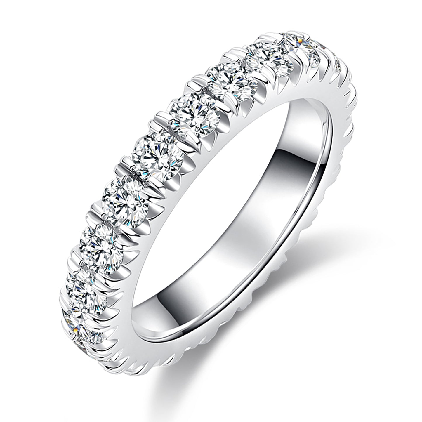 Round Cut Wedding Band,Row of Ring Band, Full Eternity Ring In 925 Sterling Silver