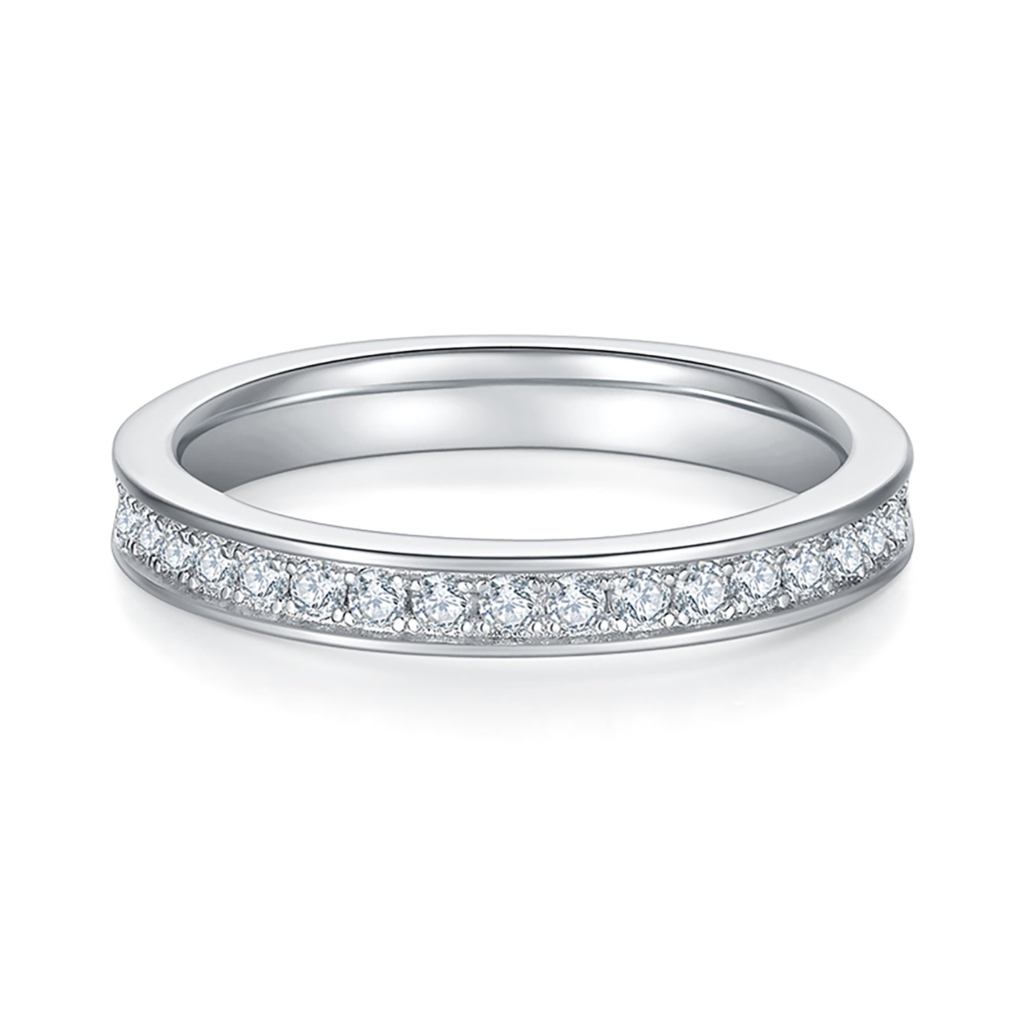Beautiful Round Cut Straight Row Full Circle Wedding Band Row of Ring In 925 Sterling Silver