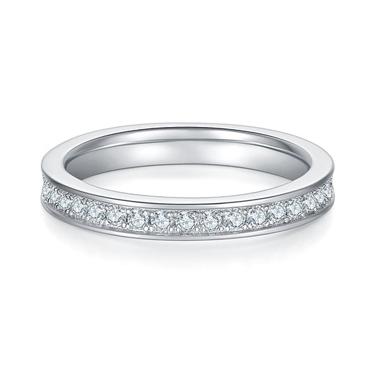 Beautiful Round Cut Straight Row Full Circle Wedding Band Row of Ring In 925 Sterling Silver