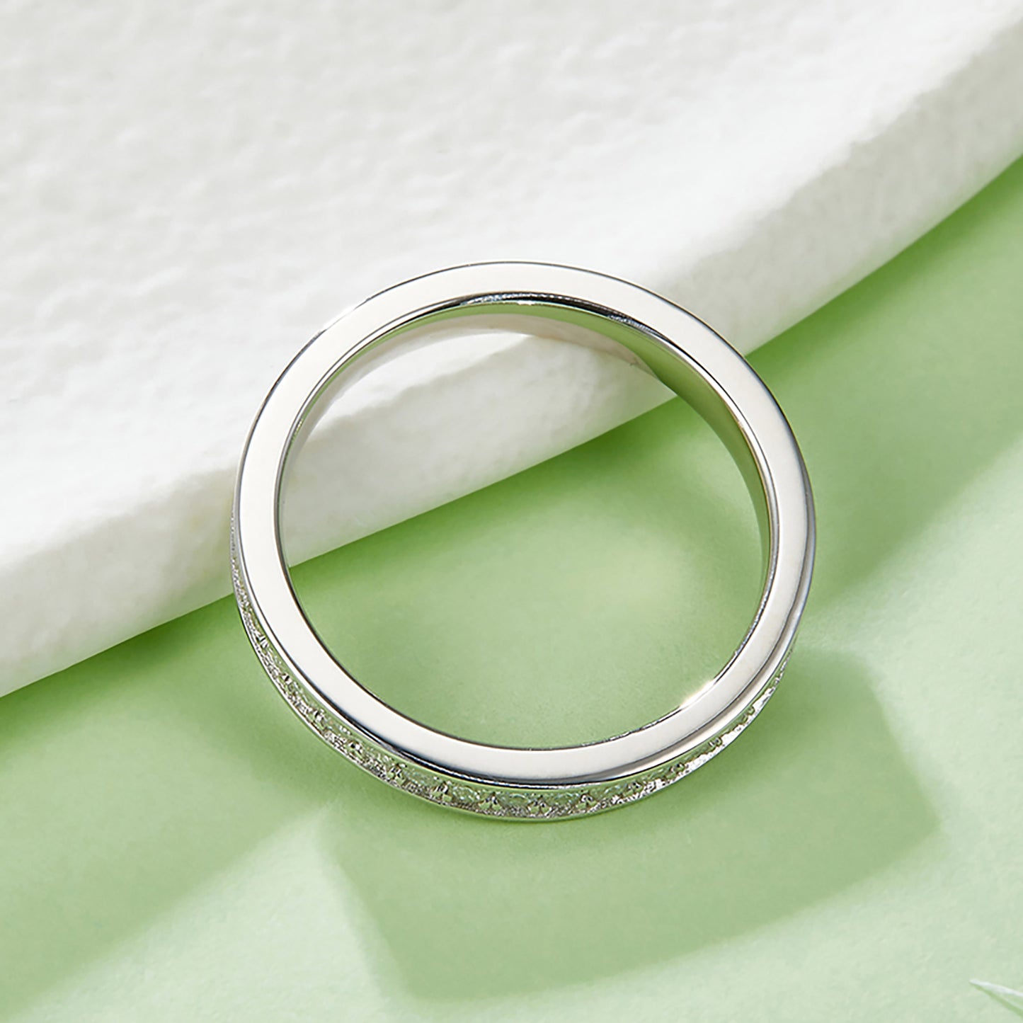 Beautiful Round Cut Straight Row Full Circle Wedding Band Row of Ring In 925 Sterling Silver