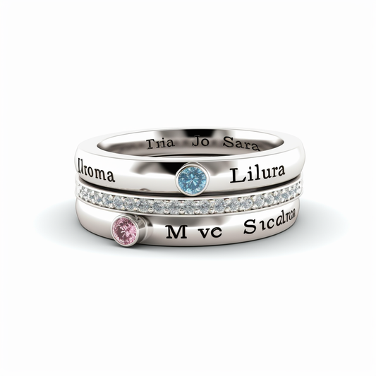 Born in Love Birthstone Name Ring Stack