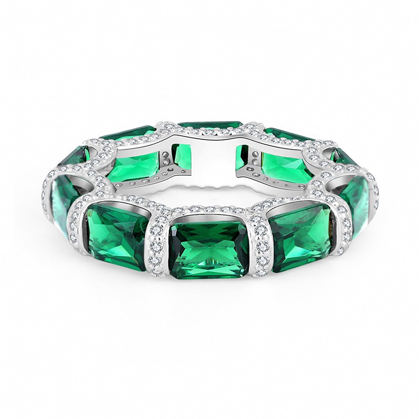 Emerald Baguette Cut Ring,Snack-shaped Ring, Unique Engagement Ring Vintage Style In 925 Sterling Silver