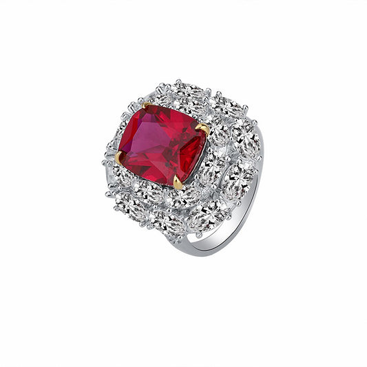 Emerald/Sapphire/Ruby Baguette Cut Ring, Double Halo Simulated Diamond Ring Gift for Her In 925 Sterling Silver