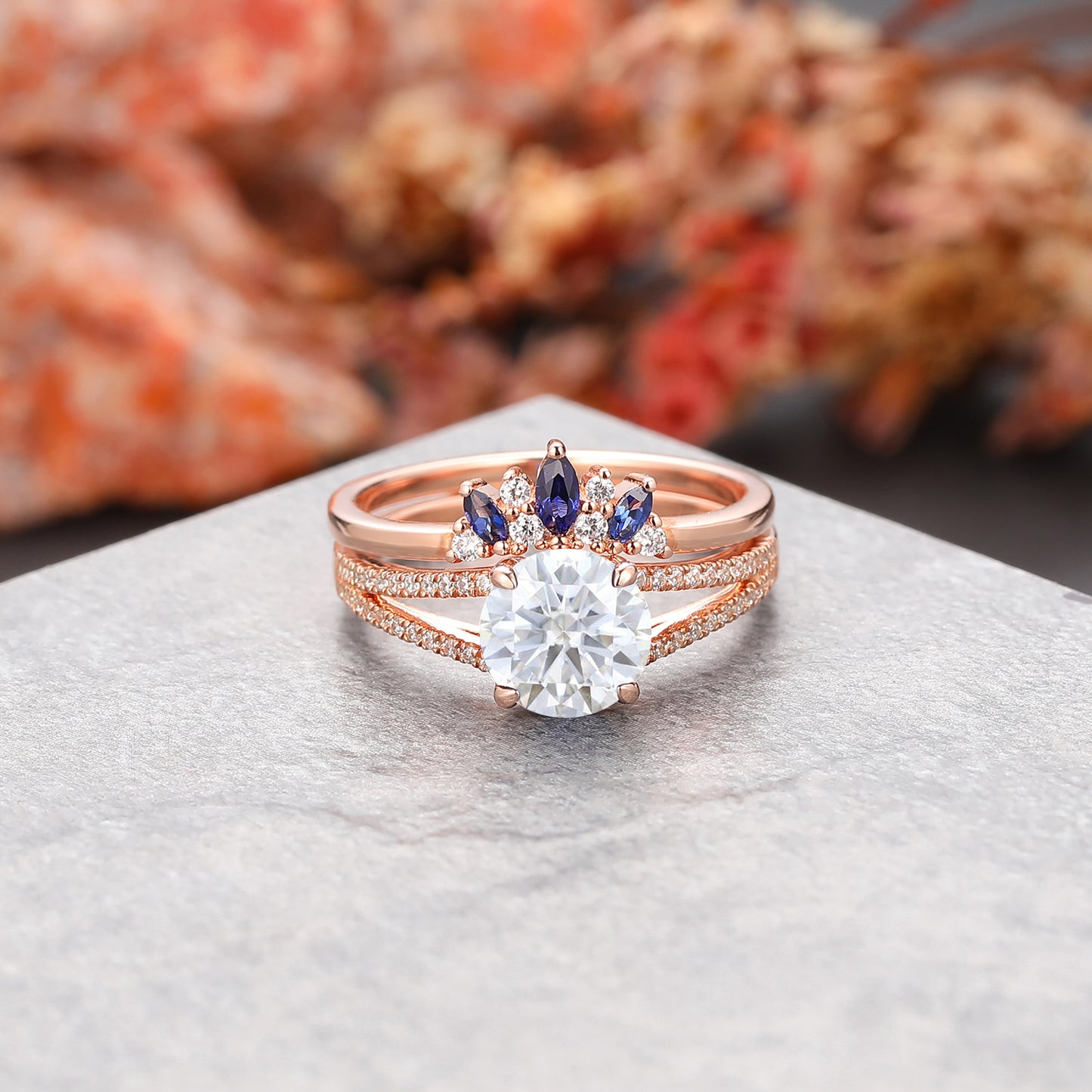 Nature Inspired 0.5 Carat Round Cut Moissanite Engagement Ring For Her