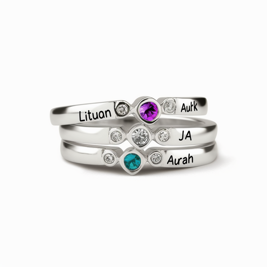 Three Birthstone Ring Stack