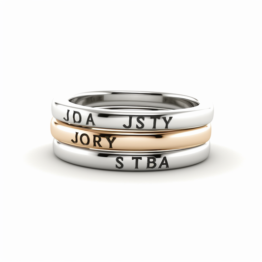 Classic Love You Personalized Ring Stack