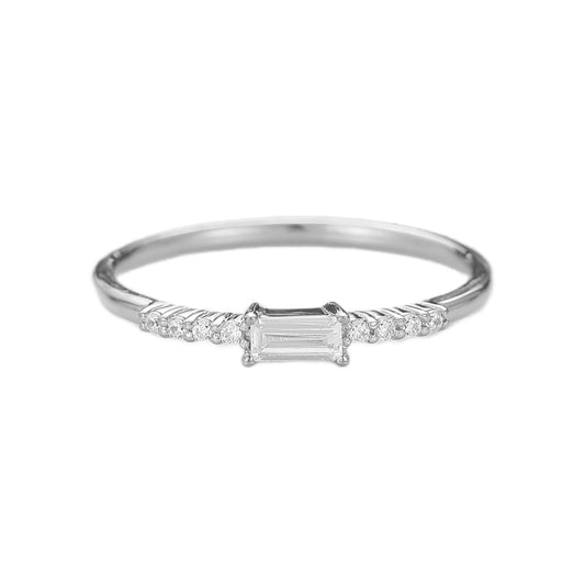 Delicate 0.16 Carat Hexagon Cut Moissanite Ring With Side Stone For Women