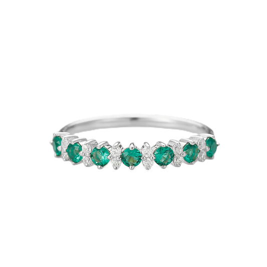 Elegant 0.5 Carat Round Cut Emerald Anniversary Wedding Ring For Her