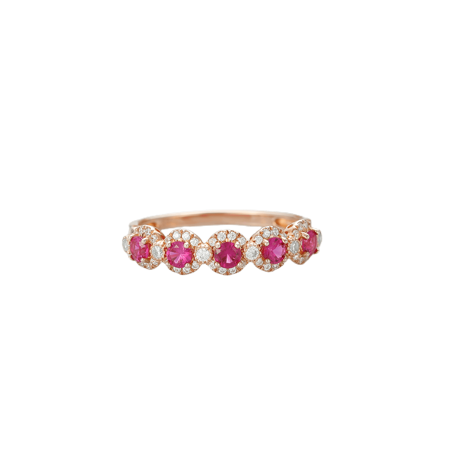 Precious 0.4 Carat Round Cut Five Stones Ruby Wedding Promise Ring For Her