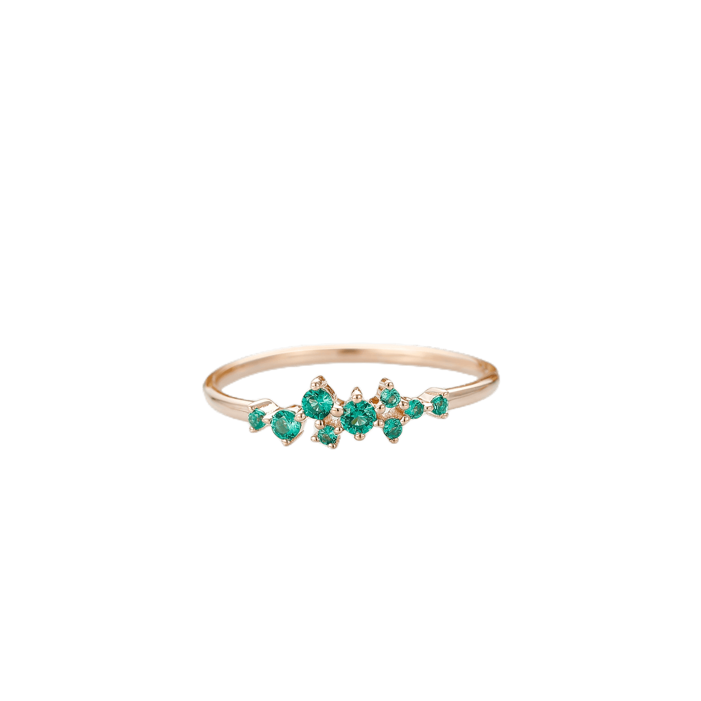 Nature Inspired 0.179 Carat Round Cut Emerald Wedding Ring In 925 Sterling Siliver