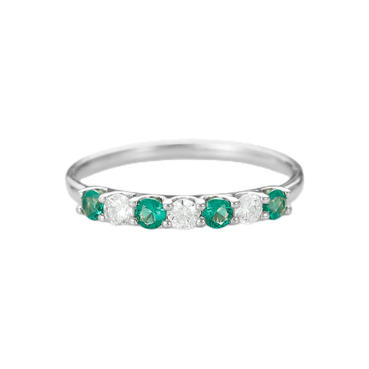 Nature Inspired 0.29 Carat Round Cut Emerald Anniversary Ring For Women