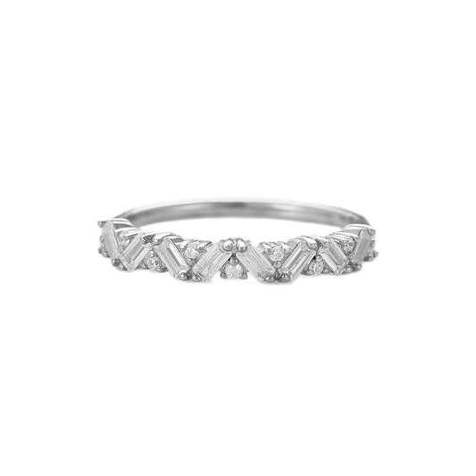 Modern Design Long Hexagon Cut Half Eternity Promise Wedding Band For Her