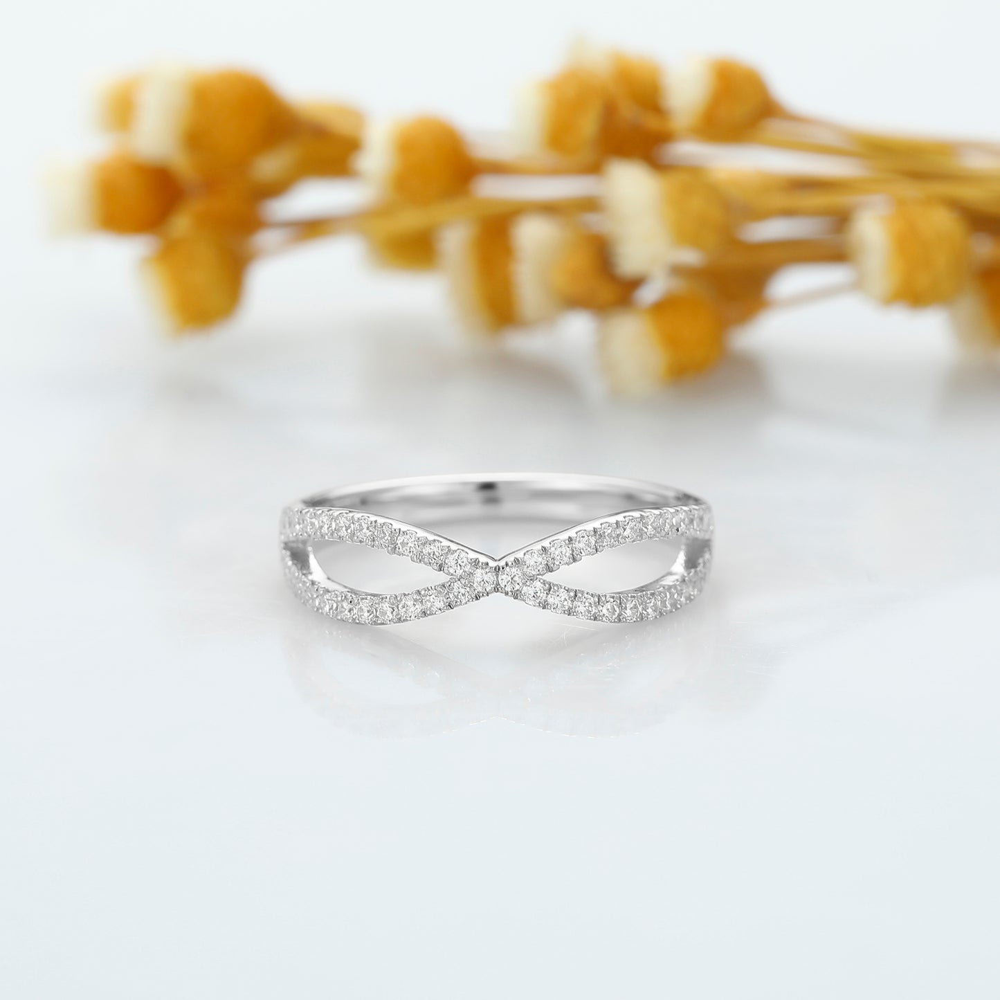 Delicate Round Cut Full Eternity Twisted Wedding Anniversary Band For Her