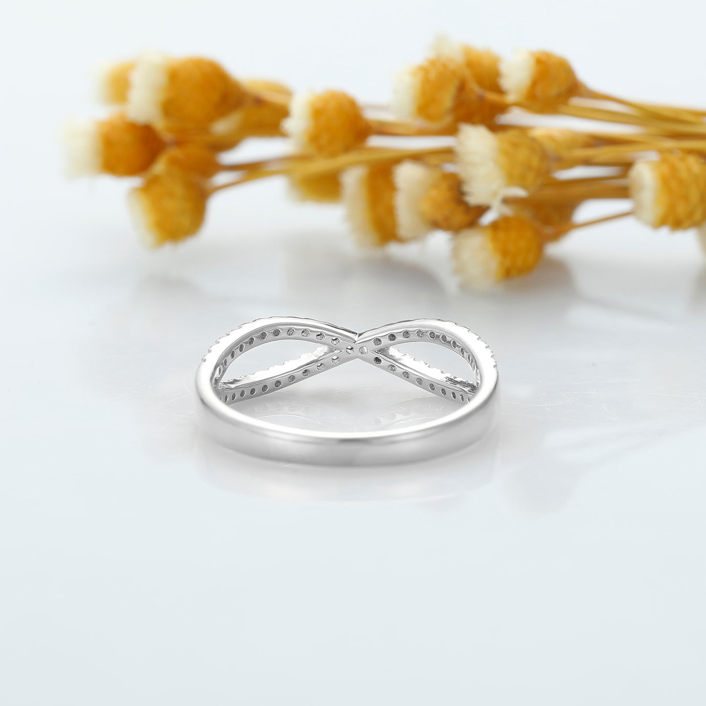 Delicate Round Cut Full Eternity Twisted Wedding Anniversary Band For Her