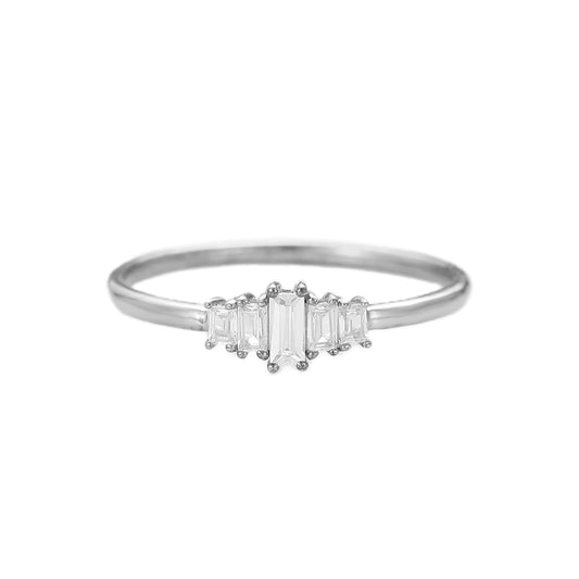 Vintage Long 0.13 Carat Hexagon Cut Side Stone Promise Moissanite Wedding Ring For Her